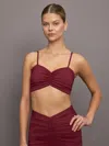Port De Bras Rouched Top In Burgundy