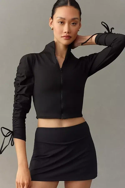 Port De Bras Stelle Ruched Puff-sleeve Crop Zip Jacket