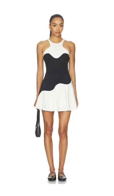 Port De Bras Wave Halter Dress In Black