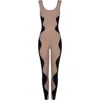 Port De Bras Wave Two-tone Stretch-jersey Jumpsuit In Shake-black