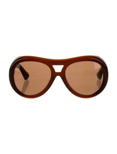 Pre-owned Port Tanger Aviator Tinted Sunglasses In Brown