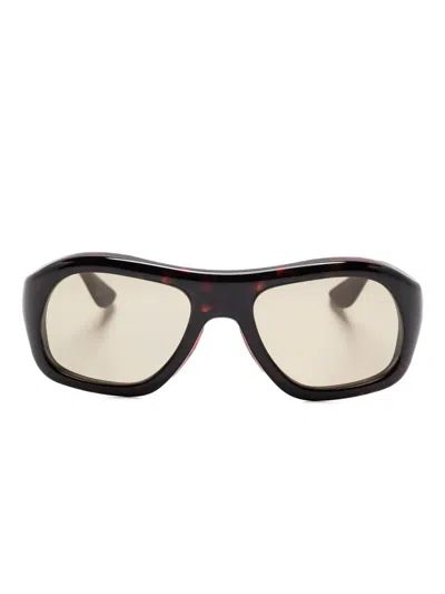 Port Tanger Geometric-frame Sunglasses In Brown