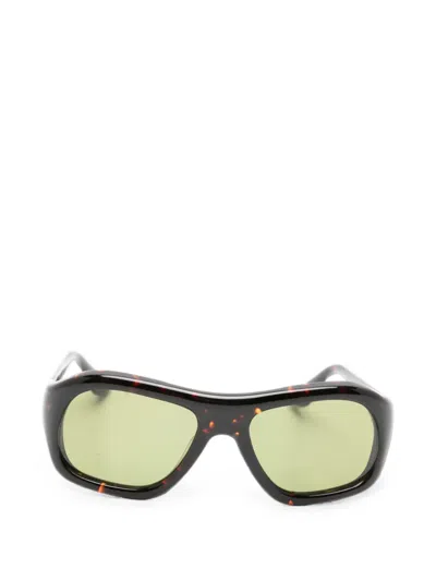 Port Tanger Gray Rectangle-frame Sunglasses In Brown