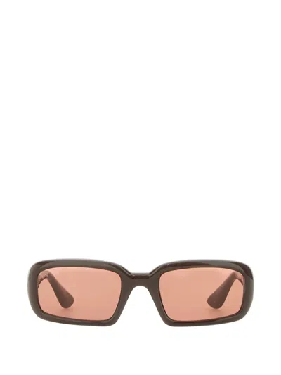 Port Tanger Mektoub Rectangle-frame Sunglasses In Brown