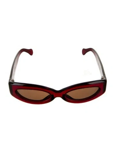 Pre-owned Port Tanger Square Tinted Sunglasses In Red