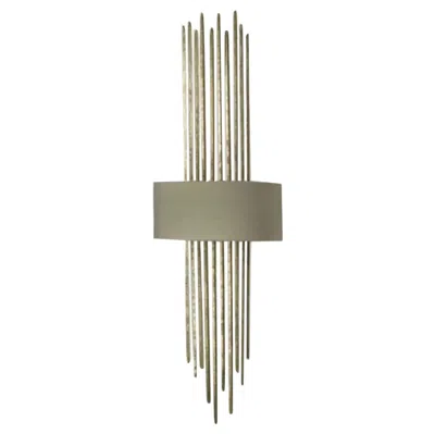 Pre-owned Porta Romana Forged Steel In White Gold Finish With Silk Lampshade Wall Light
