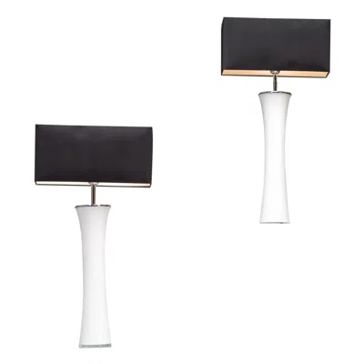 Pre-owned Porta Romana White Glass Table Lamps, Set Of 2