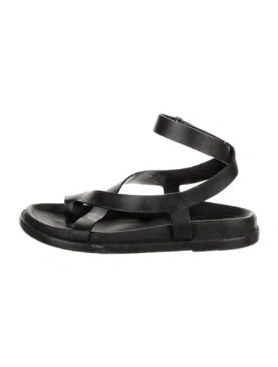 Pre-owned Porte & Pair X The Frankie Shop Leather Gladiator Sandals In Black