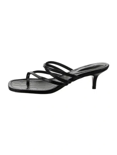 Pre-owned Porte & Paire Calf Leather Animal Print Sandals In Silver
