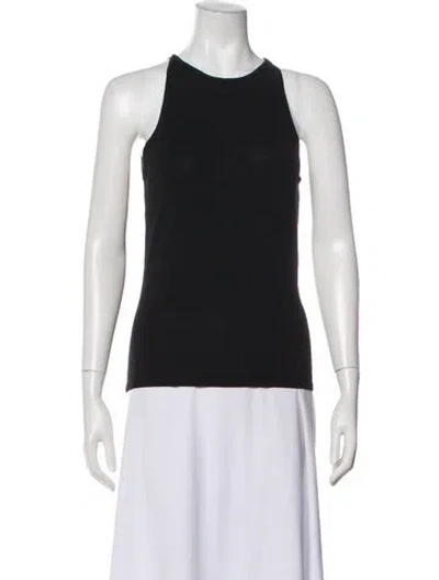 Pre-owned Porte & Paire Crew Neck Sleeveless Top W/ Tags In Black
