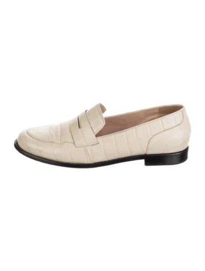 Pre-owned Porte & Paire Embossed Leather Animal Print Loafers In Neutral