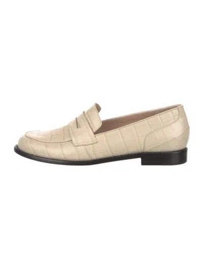 Pre-owned Porte & Paire Embossed Leather Loafers In Neutral
