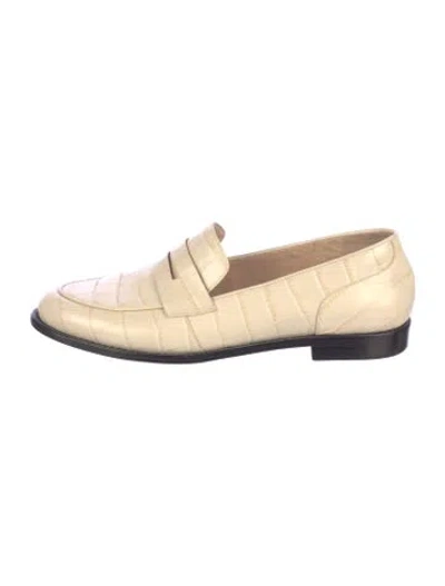 Pre-owned Porte & Paire Embossed Leather Loafers In Neutral