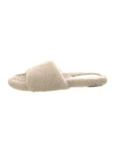 Pre-owned Porte & Paire Fur Slides In Neutral
