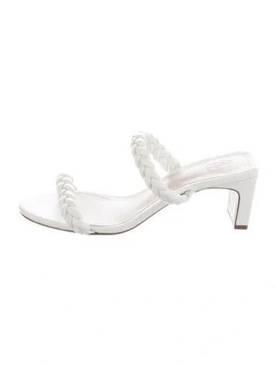 Pre-owned Porte & Paire Leather Braided Accents Sandals In White