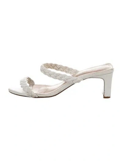 Pre-owned Porte & Paire Leather Braided Accents Sandals In White