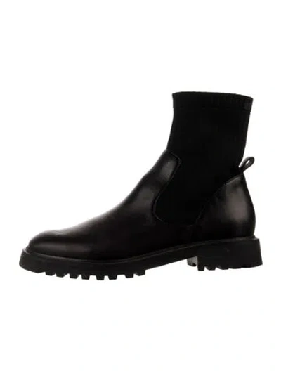 Pre-owned Porte & Paire Leather Chelsea Boots In Black