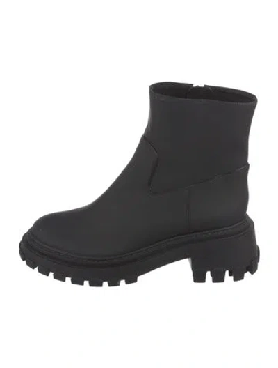 Pre-owned Porte & Paire Leather Combat Boots In Black