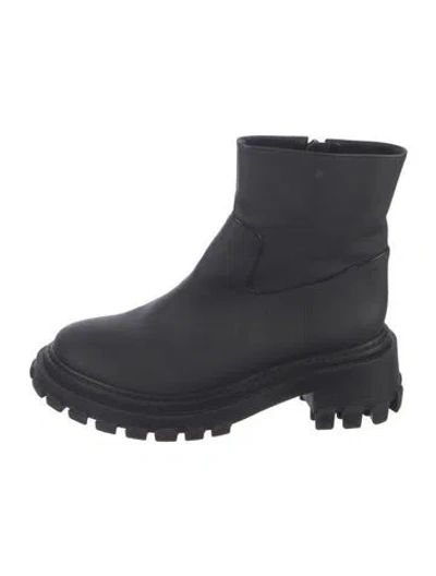 Pre-owned Porte & Paire Leather Combat Boots In Black