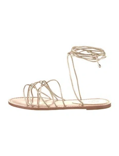 Pre-owned Porte & Paire Leather Gladiator Sandals In Brown