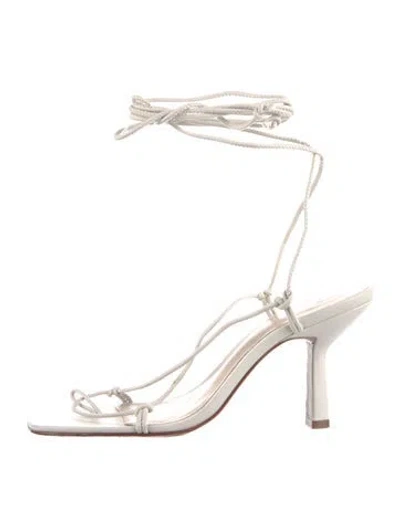 Pre-owned Porte & Paire Leather Gladiator Sandals In White