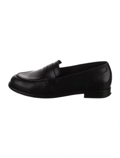 Pre-owned Porte & Paire Leather Loafers In Black