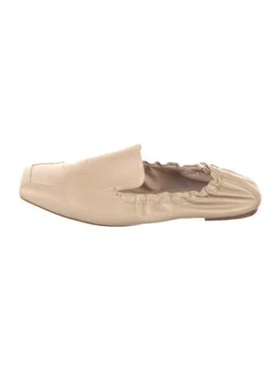 Pre-owned Porte & Paire Leather Mules In Neutral