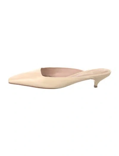 Pre-owned Porte & Paire Leather Mules In Neutral