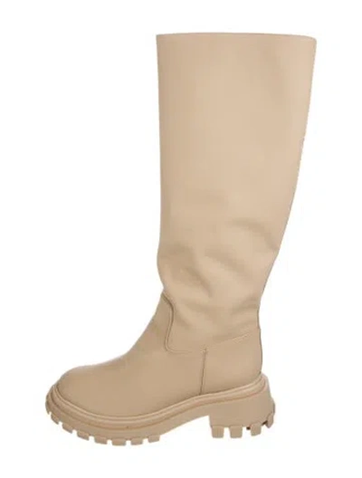 Pre-owned Porte & Paire Leather Rain Boots In Neutral