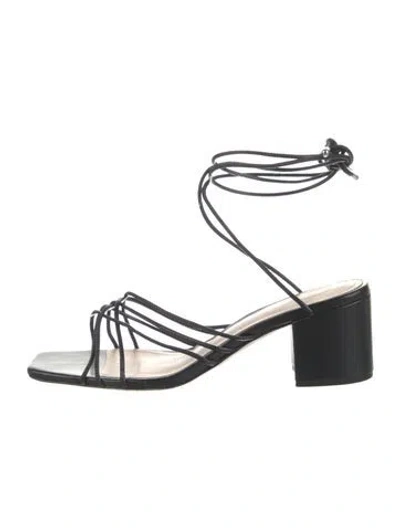 Pre-owned Porte & Paire Leather Sandals In Black
