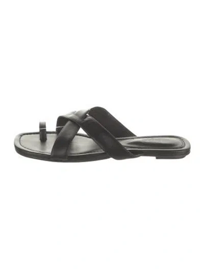 Pre-owned Porte & Paire Leather Sandals In Black