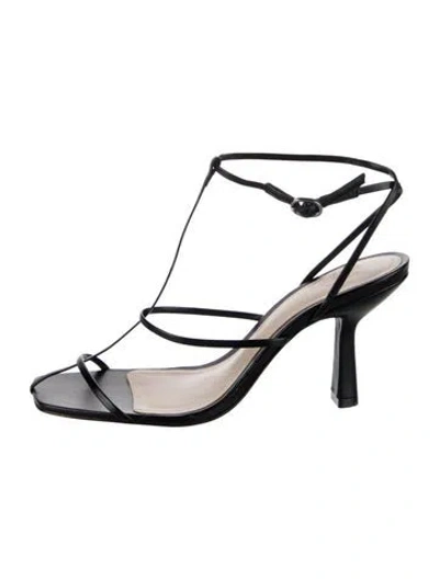Pre-owned Porte & Paire Leather Sandals In Black