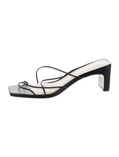 Pre-owned Porte & Paire Leather Sandals In Black