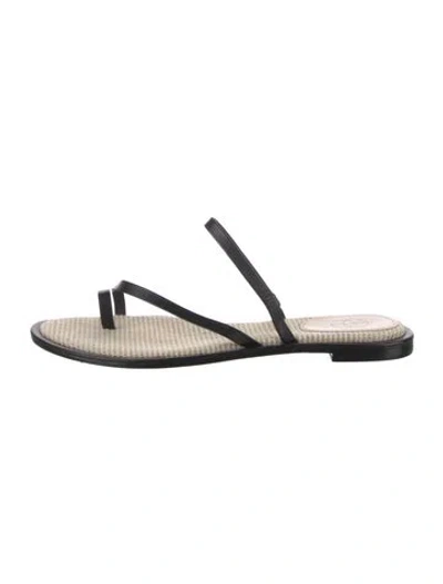 Pre-owned Porte & Paire Leather Sandals In Black