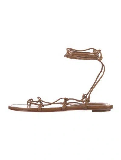Pre-owned Porte & Paire Leather Sandals In Brown