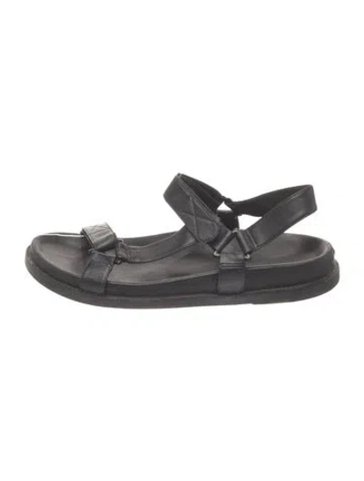Pre-owned Porte & Paire Leather Sandals In Grey