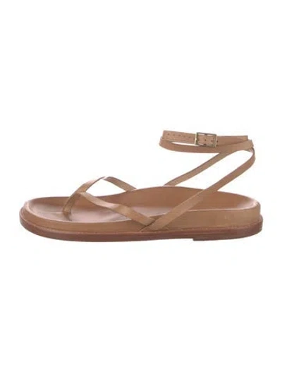 Pre-owned Porte & Paire Leather Sandals In Neutrals