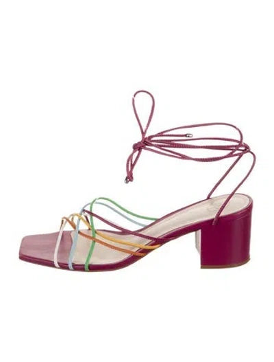 Pre-owned Porte & Paire Leather Sandals In Pink/purple