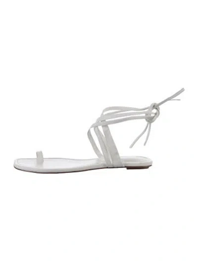 Pre-owned Porte & Paire Leather Slingback Sandals In White