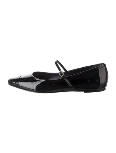 Pre-owned Porte & Paire Patent Leather Mary Jane Flats In Black