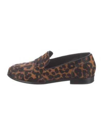 Pre-owned Porte & Paire Ponyhair Animal Print Loafers In Neutral