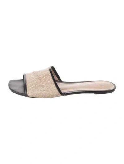 Pre-owned Porte & Paire Raffia Mules In Black