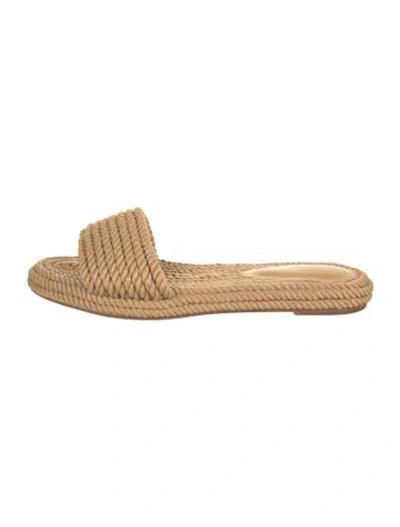 Pre-owned Porte & Paire Raffia Slides In Neutrals