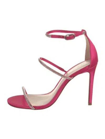 Pre-owned Porte & Paire Satin Crystal Embellishments Sandals In Pink