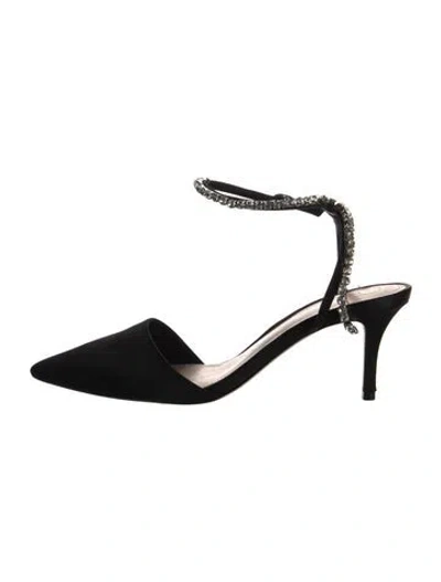 Pre-owned Porte & Paire Satin D'orsay Pumps In Black