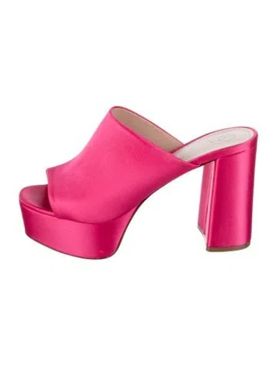 Pre-owned Porte & Paire Satin Mules In Pink