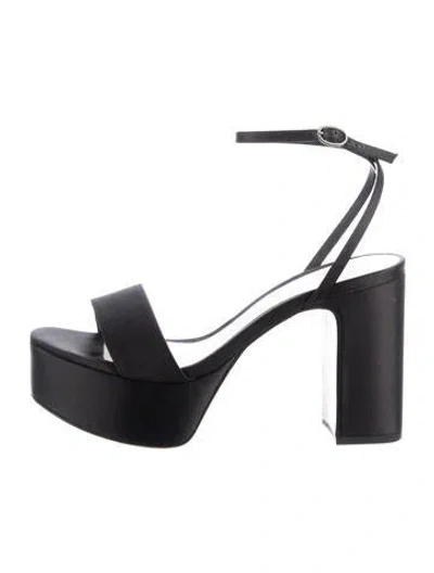 Pre-owned Porte & Paire Satin Sandals In Black