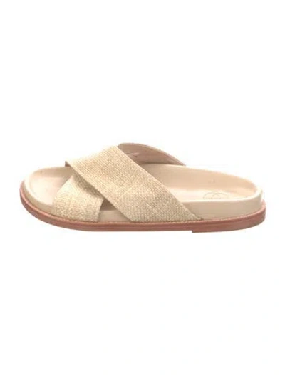 Pre-owned Porte & Paire Straw Slides In Neutrals