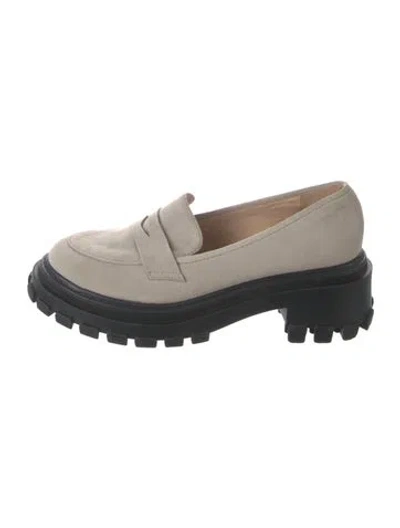Pre-owned Porte & Paire Suede Loafer Sneakers In Gray