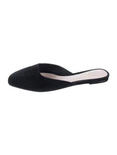Pre-owned Porte & Paire Suede Mules In Black